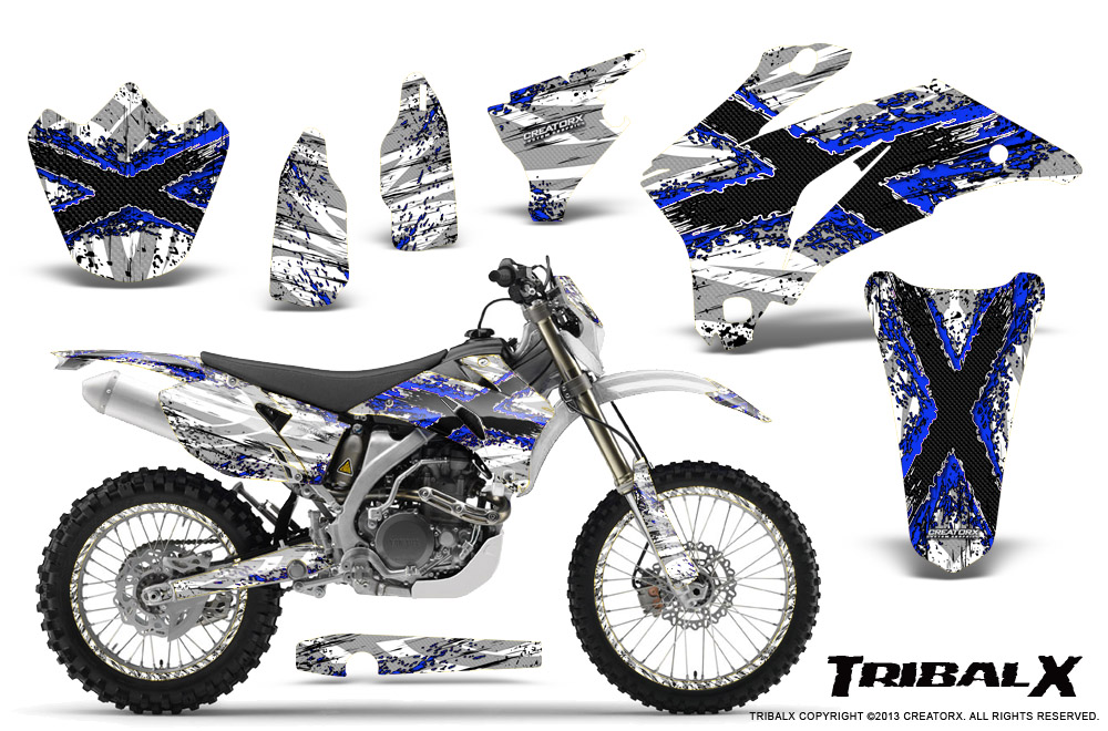 Yamaha WR 250-450 07-10 Graphics Kit TribalX Blue White NP Rims